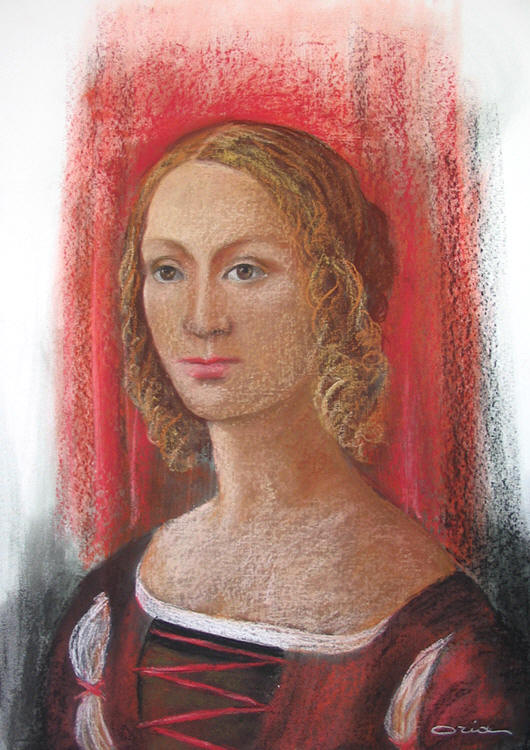Caterina Sforza. Pastello su cartone telato