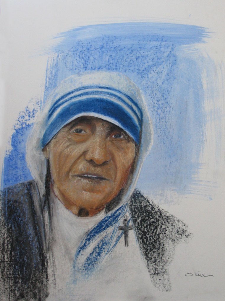 Madre Teresa di Calcutta. Pastello su cartone telato