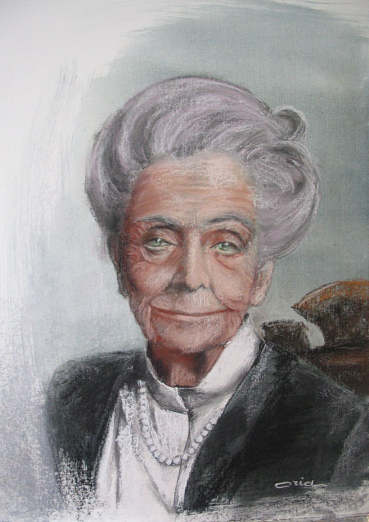 Rita Levi Montalcini. Pastello su cartone telato