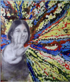 grafite e smalti su tavola con laminato plastico- 90x75 cm